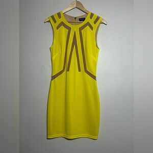 Bebe Neon Yellow Bodycon Dress Size Medium Y2K vintage